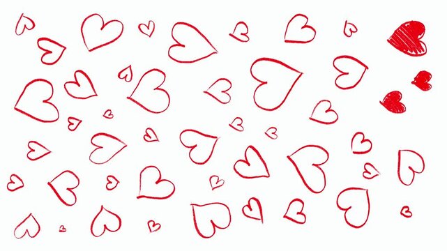 Timelapse hand drawing of pattern with hearts, digital illustration 