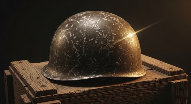 Memorial day remembrance a vintage military helmet honors fallen heroes