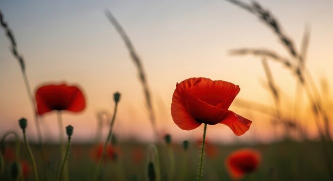 Remembering heroes beautiful red poppies for memorial day remembrance and respect