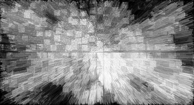 Black and White Abstract Geometric Extrusion Background with small and big size block mixer