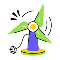 An icon of a wind turbine designed in flat style © creativestall