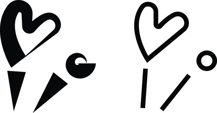 Doodle heart reaction set collection group, love like emoji icon pack, romance affection favorite social media feedback symbols, flat and line style black vector isolated on transparent background