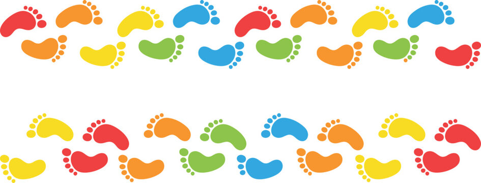 Colorful footprint garland a whimsical border of baby footprints