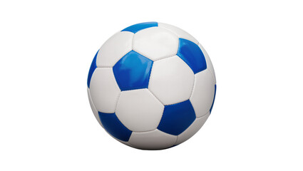 Fototapeta premium Classic blue and white soccer ball, isolated on transparent background
