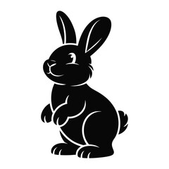Obraz premium Black rabbit silhouette in a sitting pose simple graphic design silhouette high quality professional