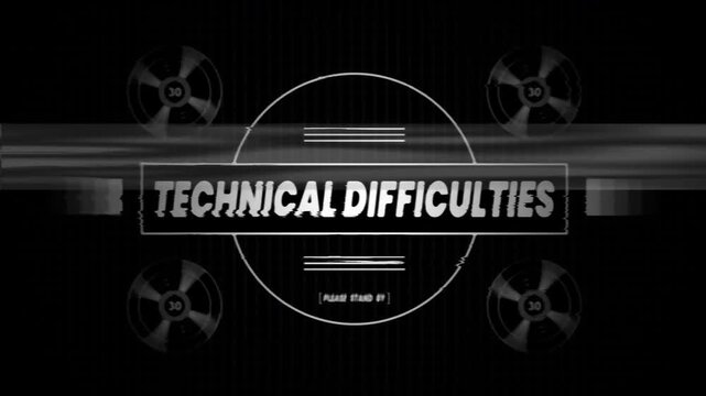 Technical difficulties screen. Static or television noise. perfect for video projects, presentations, website design, and social media posts needing a vintage flair.