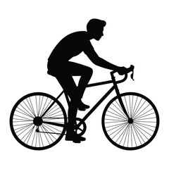 Obraz premium Cyclist riding a road bike in a dynamic pose black and white silhouette