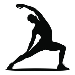 Fototapeta premium Man stretching side bend exercise pose fitness and wellness black silhouette high quality professional