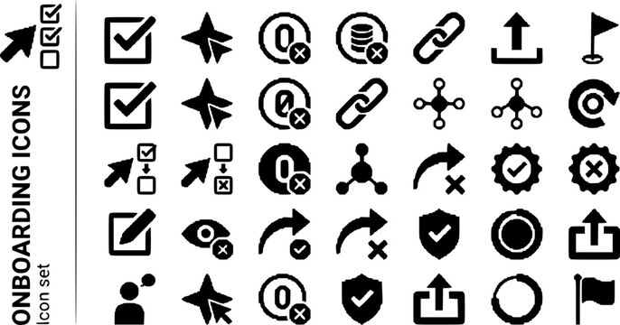 Onboarding Empty State UI Icon Set Checklist Step First Action Zero Data Invite Connect Tour Skip Setup Complete Upgrade Prompt Progress Ring Welcome Flag Vector