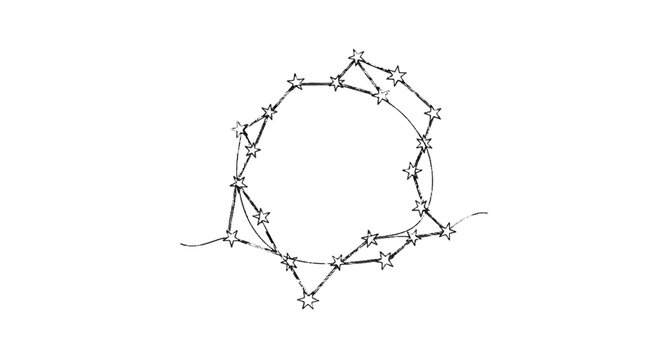 Intricate star constellation pattern depicting celestial connections within a circular layout