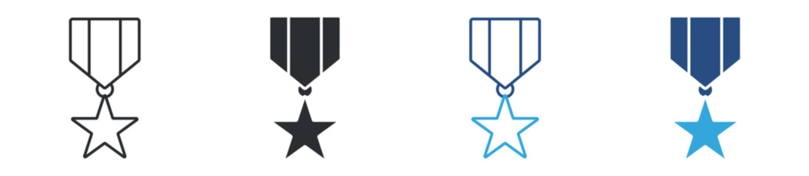 Veteran medal icon set. award badge for service recognition. honor and achievement concept. vector illustration.