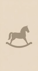 Fototapeta premium Rocking Horse Silhouette on Beige Background.
