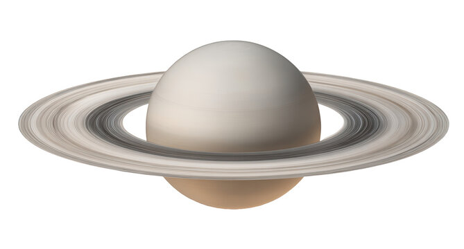 Saturn planet with characteristic rings isolated on transparent background