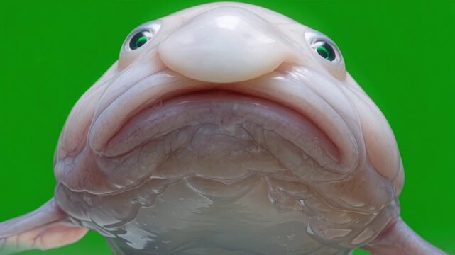 Close up of a Blobfish Face on a Green Screen. 4k Video