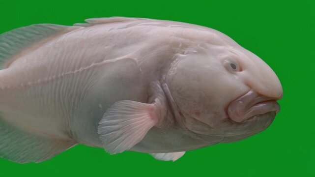Blobfish Swimming in Profile View Isolated on Green Screen. 4k Video