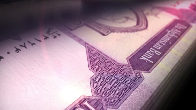 Afghanistan Afghani Afghan money counting. 100 AFN banknotes. Fast cash note count macro loop. Business, finance and economy. Loopable and seamless concept.