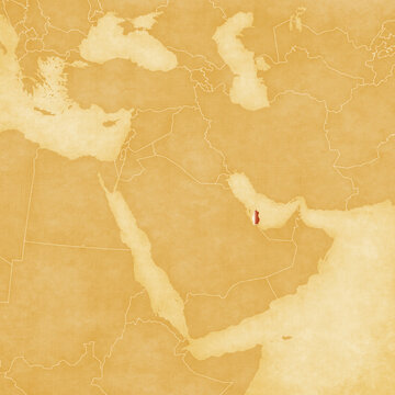 Ocher map of Middle East - Qatar