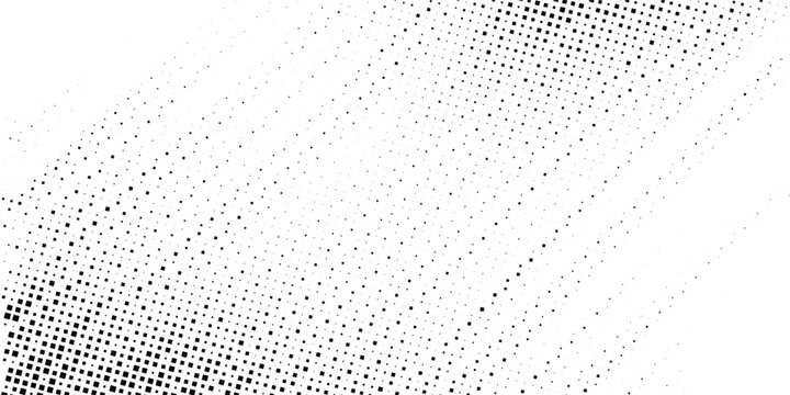 Minimal black halftone pixel pattern with soft diagonal gradient fade on white background clean geometric digital texture design