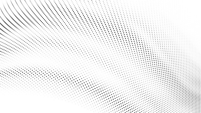 Diagonal halftone dot wave pattern with smooth gradient density fading across white background abstract geometric texture