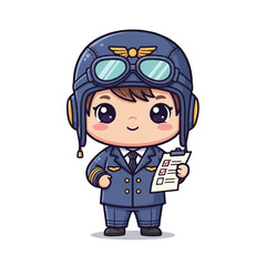 Fototapeta premium Cute cartoon pilot boy in uniform 1.