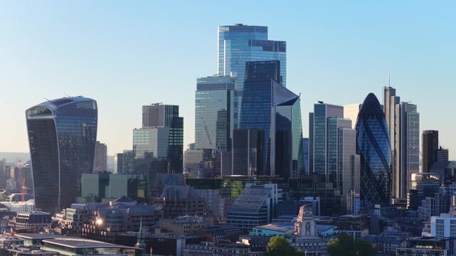 City of London Skyline Aerial View 4K