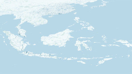 Modern minimalist vector map of Asia continent. High-quality scalable illustration of Indonesia, Malaysia, Philippines, and Thailand for travel posters and geographic design. © AliRza