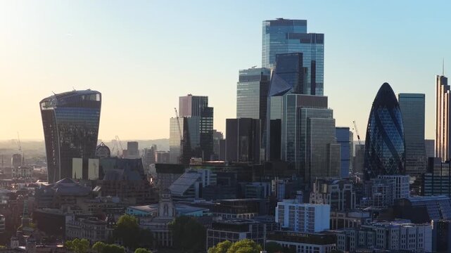 City of London Skyline Aerial View 4K