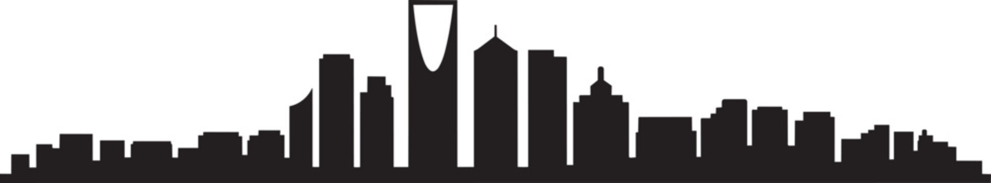 Riyadh skyline vector illustration modern buildings cityscape silhouette with saudi arabia