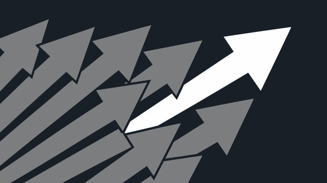 Independent white arrow veering from gray cluster &ndash; Perfect for breakthrough moments, career coaching, or rebel branding.