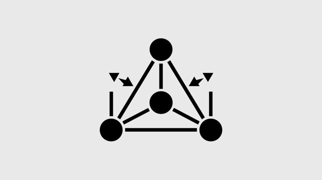 Tetrahedral molecule structure with arrow indicators &ndash; Suitable for laboratory branding, molecular biology, or organic chemistry articles.