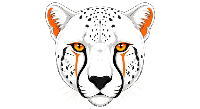 Detailed illustration of a cheetah face with orange accents and intense gaze