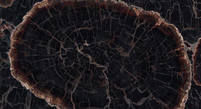 Ancient Petrified Tree Cross Section