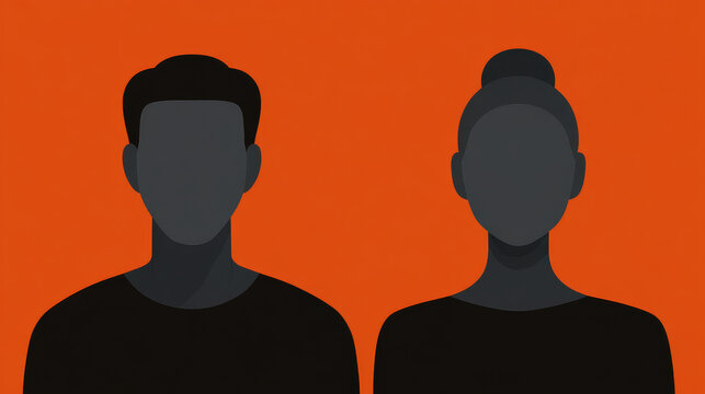 Simple gray avatars representing male and female profiles. Passport photos and more. Stock Illustration