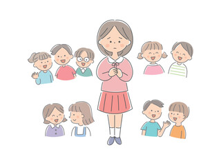 Fototapeta premium 友達に馴染めず不安そうな女の子