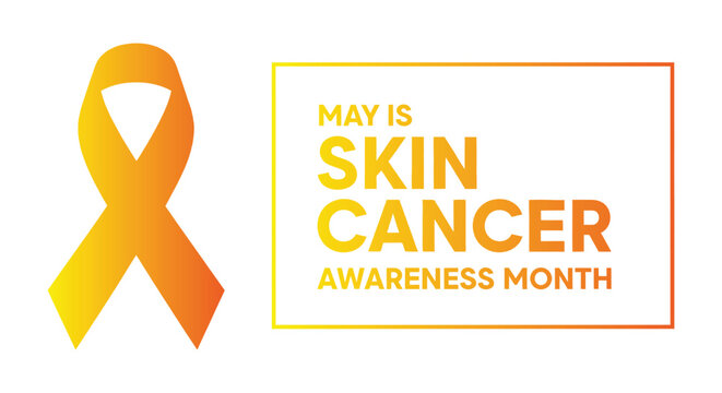 Skin cancer awareness month promotion with orange ribbon