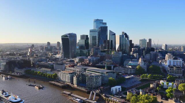 City of London Skyline Aerial View 4K