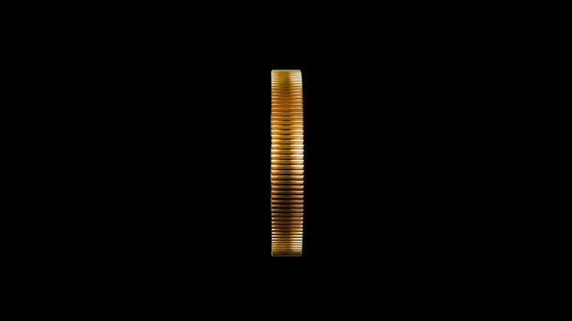 Dollar coin rotation loop on transparent background