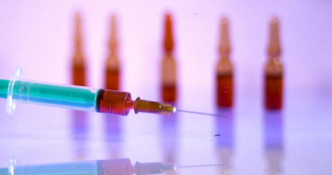 Super Slow Motion Pharmacist Inspection Syringe Tip 