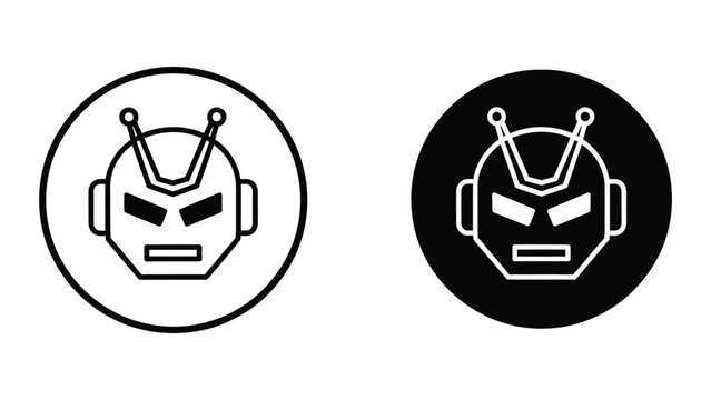 Robot face with antennae in circular icon design