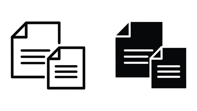 Flat design document and folder icons in contrasting styles