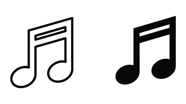 Black musical notes vector icon set with quarter notes