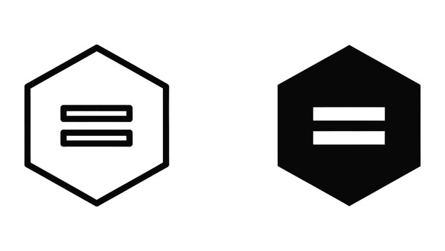 Modern three-bar equal sign menu icon in hexagon shape
