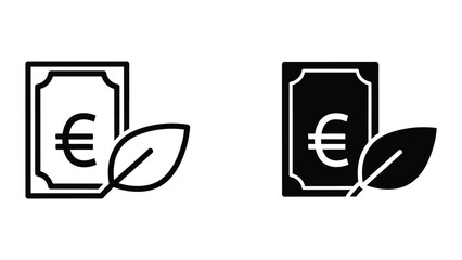 Fototapeta premium Euro currency symbol with leaf icon in positive and negative contrast