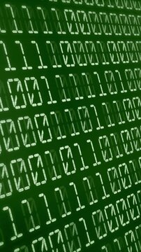 Green Binary code Background. Digital and Secure Data Concept. Vertical animation
