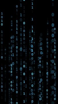 Blue Binary code Background. Digital and Secure Data Concept. Vertical animation
