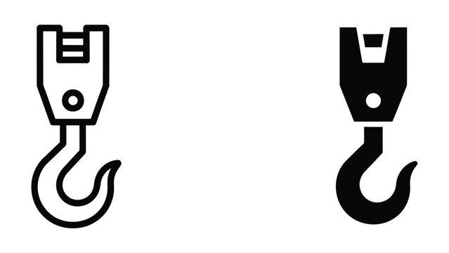 Black and white hook lift vector icons comparison