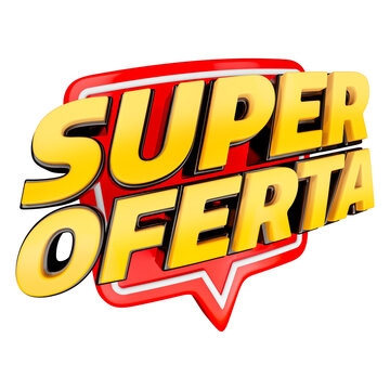 Selo 3D super oferta com tipografia amarela e fundo em destaque