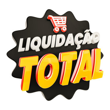 Selo 3D liquida&ccedil;&atilde;o total com carrinho de compras e efeito brilhante