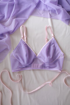 Flat lay with women romantic underwear, top view. Set of glamorous stylish sexy lace lingerie. Beauty, Shopping and fashion concept. Female bra, Lingerie advertising, flat lay top view copy space