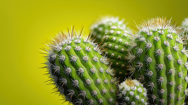 Surreal concept of a green cactus cracked open like an egg revealing a yellow yolk inside. Creative business metaphor for hidden surprise with copy space